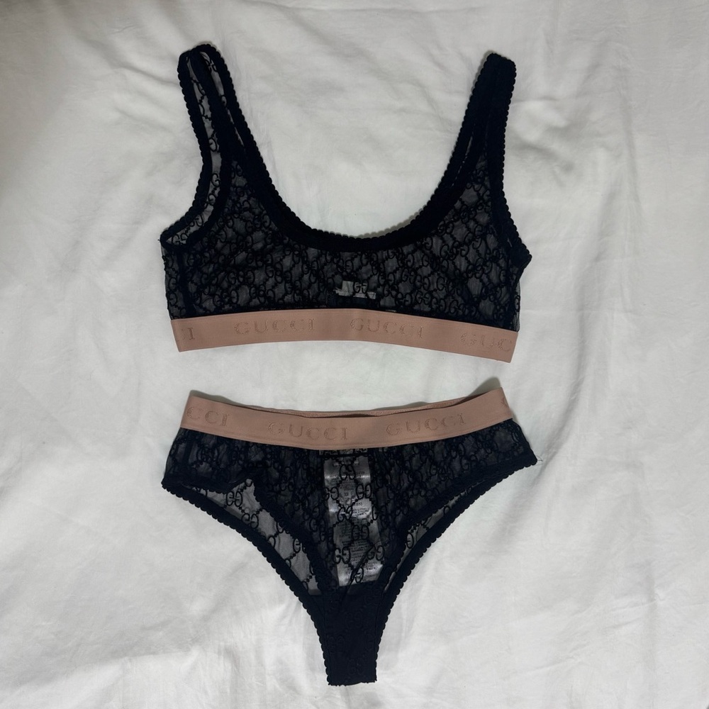 Gucci tulle jacquard bra set